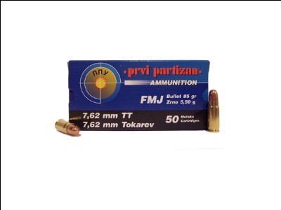 7.62x25 Tokarev PRVI FMJ 85gr. 1